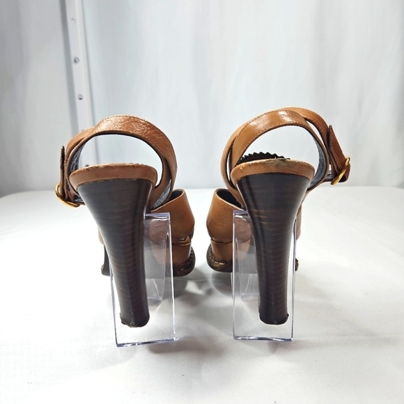 Yves Saint Laurent YSL Women's Brown Leather Sandals Size 35 - Picture 8 of 9